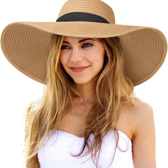 Accessories - Sun Hats for Women Oversize Wide Brim Straw Beach Hat UV Protection Floppy Folda